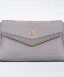 Small Leather Crossbody Bag - Gray