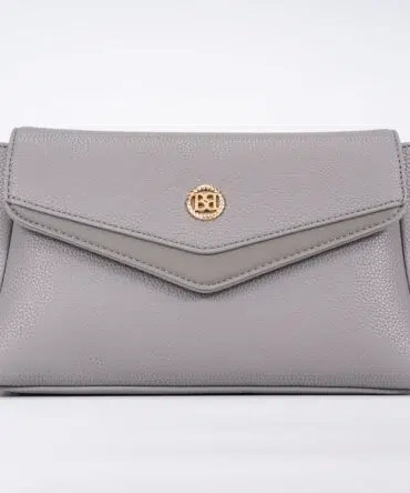 Small Leather Crossbody Bag - Gray